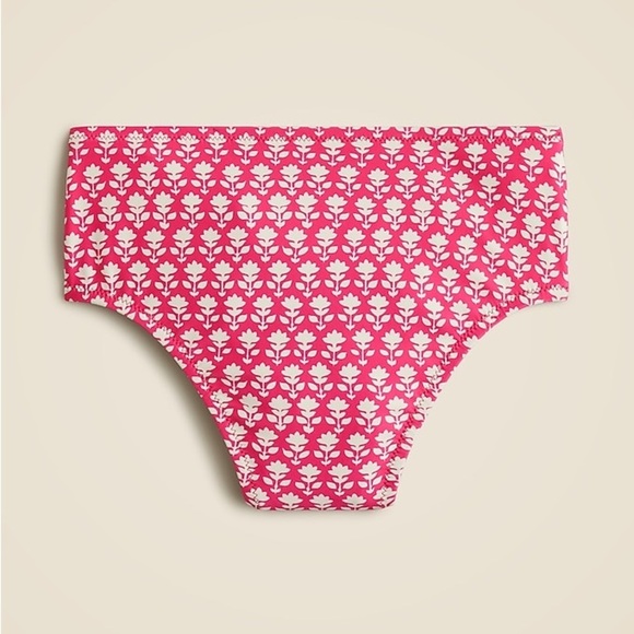 J. Crew High-rise full-coverage bikini bottom in pink stamp floral - Picture 4 of 8